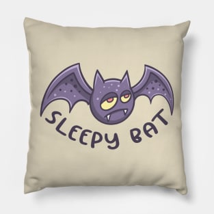 Sleepy Bat Monster text Pillow