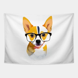 Pup in Prescription Glasses Tapestry