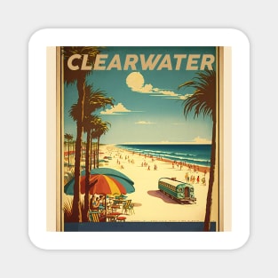 Clearwater Florida Vintage Travel Art Poster Magnet