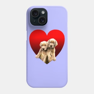 Yellow Golden Labrador Puppies Inside Heart Phone Case