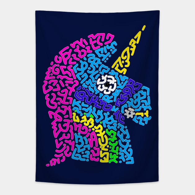 Unicorn Pickaxe Tapestry by Karotene