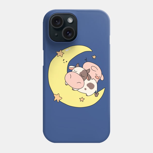 Crescent Moon Cow and Pig Phone Case by saradaboru