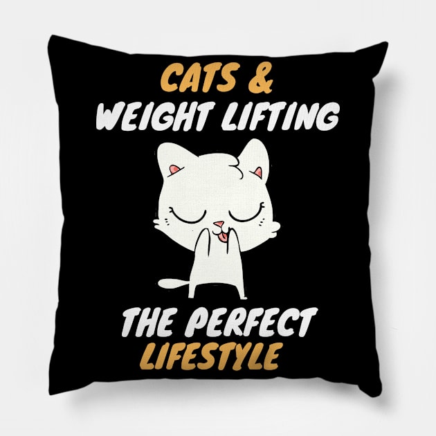 cats and weight lifting lifestyle Pillow by SnowballSteps