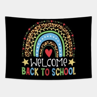 Welcome Back To School Funny Leopard Rainbow Tapestry