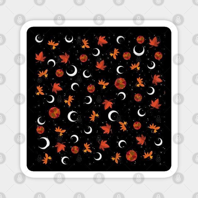 Autumn Moon Maple pattern Magnet by Sierraillustration