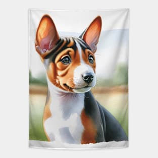 Watercolor Basenji Puppies - Cute Puppy Tapestry