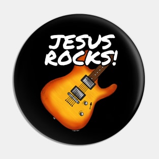 Jesus Rocks Electric Guitar Church Guitarist Pin