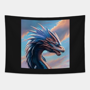 Ferocious Blue and White Frilled Dragon Tapestry