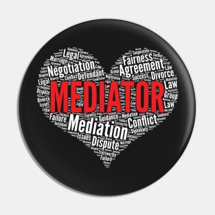 Mediator Heart Shape Word Cloud Design print Pin