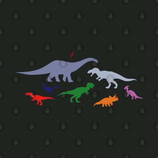 Colorful Dinosaurs by SakuraDragon