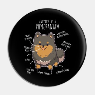 Black and Tan Pomeranian Dog Anatomy Pin