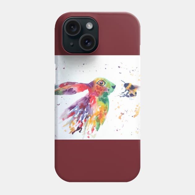 Colourful Hare and a Bumble bee Phone Case by Casimirasquirkyart