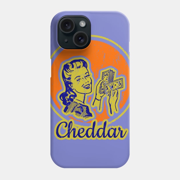 Cute and Funny Cheddar Vintage Design Phone Case by focodesigns