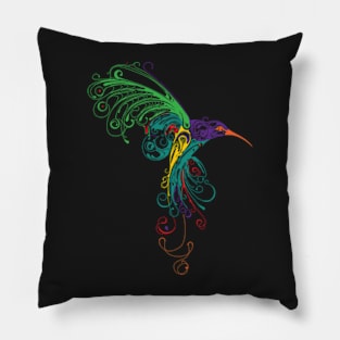 Colorful Hummingbird Drawing Pillow