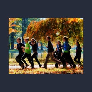 Jogging - Girls Jogging On an Autumn Day T-Shirt