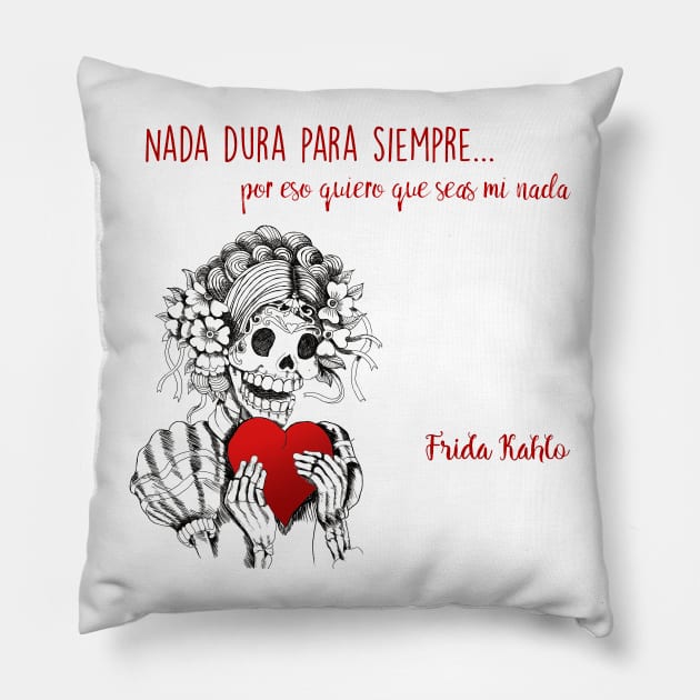 Frida Kahlo Love Quote in Spanish Pillow by cynthiacabello