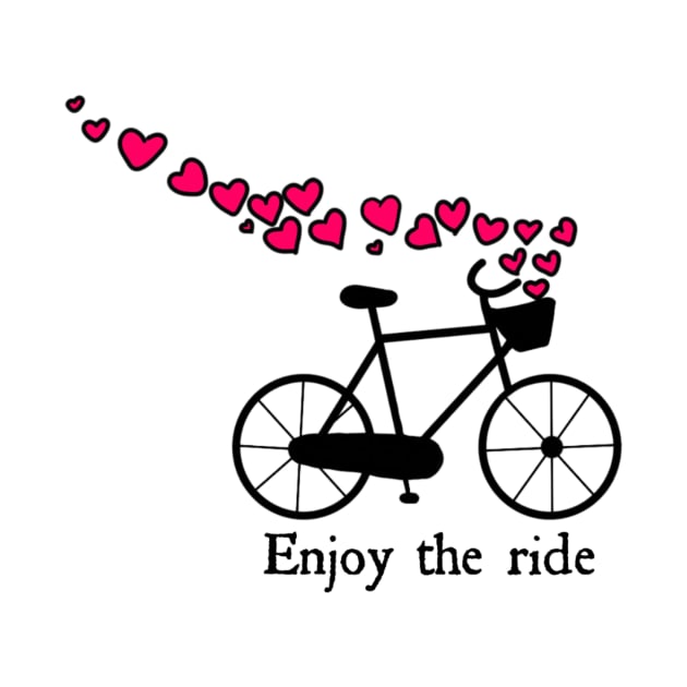 Enjoy the ride bike with hearts by KaisPrints