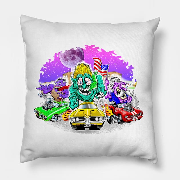 Muscle car Pillow by the Mad Artist