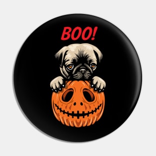 Cute Halloween Pumpkin Pug Pin