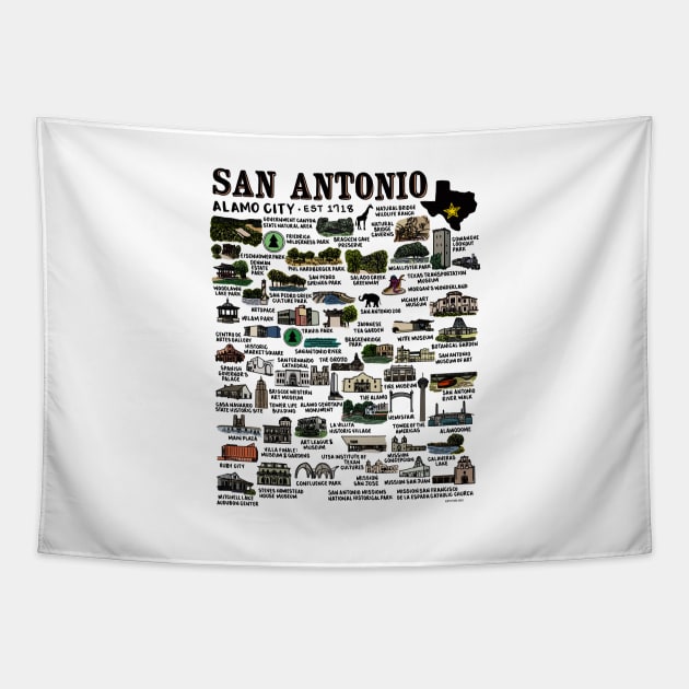 San Antonio Map - San Antonio Map - Tapestry  TeePublic