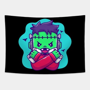 Cute Frankenstein Zombie Gaming Cartoon Tapestry