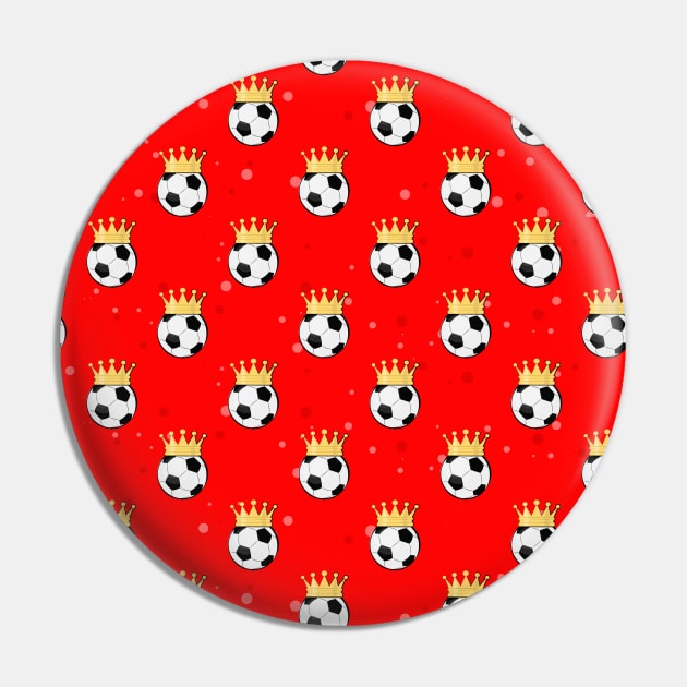 King Football / Soccer Seamless Pattern - Red Background Pin by DesignWood-Sport