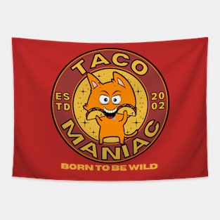 Taco Maniac Crazy Funny Cat Tapestry