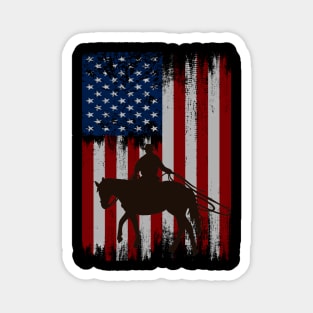 cowboy american flag vintage usa  cowboy Rodeo Roping Horse Riding Magnet