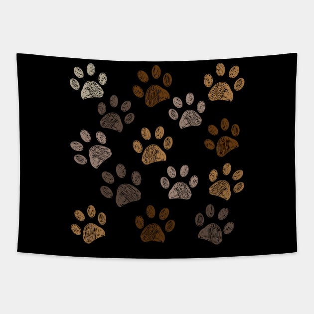 Brown colored paw print background Tapestry by GULSENGUNEL