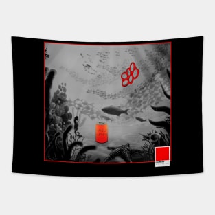 CORAL RED - white full  by COLORBLIND WorldView Tapestry