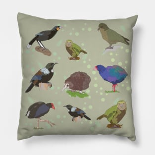 Hand Drawn New Zealand Birds Pillow