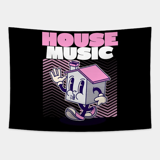 HOUSE MUSIC  - character (pink) Tapestry by DISCOTHREADZ 