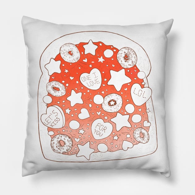 Cute toast with hearts design Pillow by Coffee8