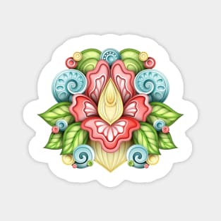 Floral Deco Glossy Composition Magnet