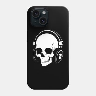 Skull With Headphones, Black and White | Listening Music Phone Case