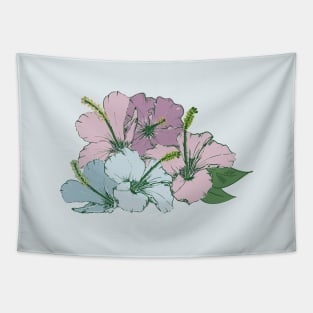 Blue and purple hibiscus flowers Tapestry