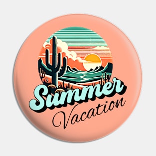 Summer vacation, sunset retro and cactus design for bright colors Pin