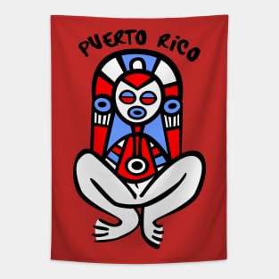 Puerto Rico Taino Atabey Boricua Flag Colors Text Tapestry