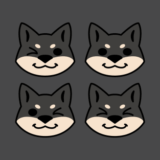 4 Shibas (Black and tan) T-Shirt