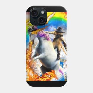 Cowboy Space Cat On Rainbow Fire Unicorn Phone Case