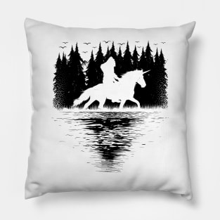 bigfoot riding unicorn Pillow