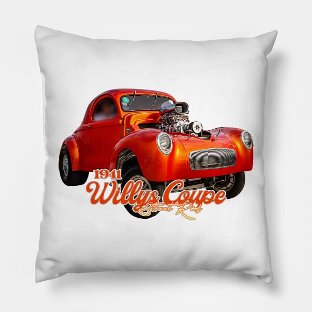 1941 Willys Coupe Street Rod Pillow by Gestalt Imagery