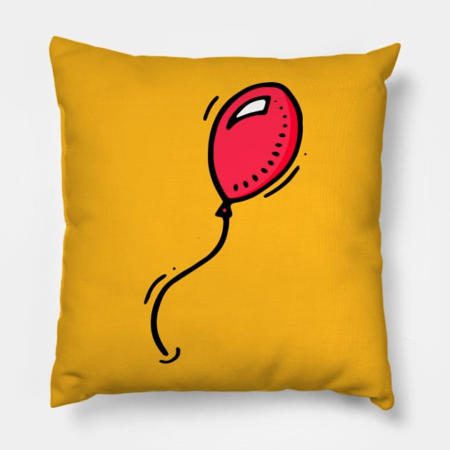 Simple Red Balloon Pillow by VANDERVISUALS