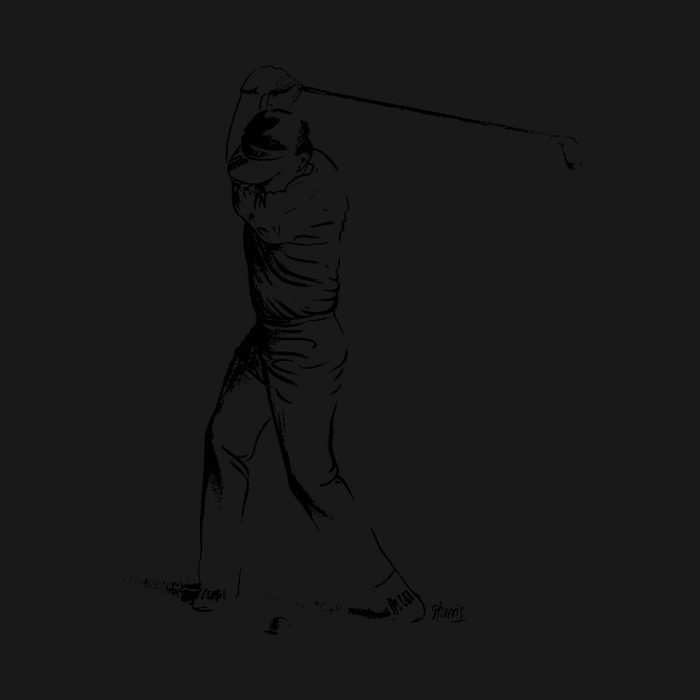Illustration of a golf player in action. by Stefs-Red-Shop