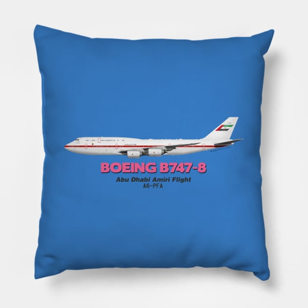 Boeing B747-8 - Abu Dhabi Amiri Flight Pillow by TheArtofFlying