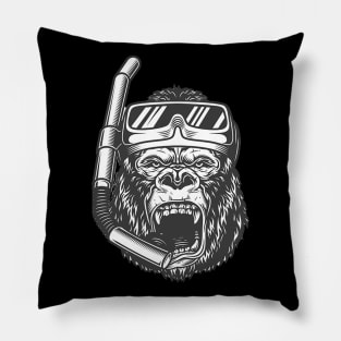 snorkeler Gorilla Pillow