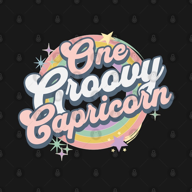 One Groovy Capricorn Cute Retro Design in Pastel Colors by EndlessDoodles