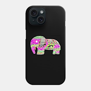 cute elephant mandala in safari zentangle ecopop art Phone Case