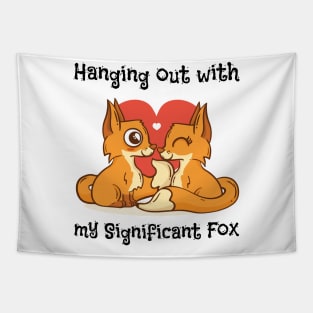 Fox Love For Women Girls Kids Heart Present Poses Tapestry