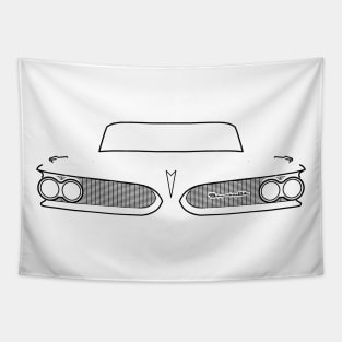 Pontiac Bonneville 1959 classic car black outline graphic Tapestry